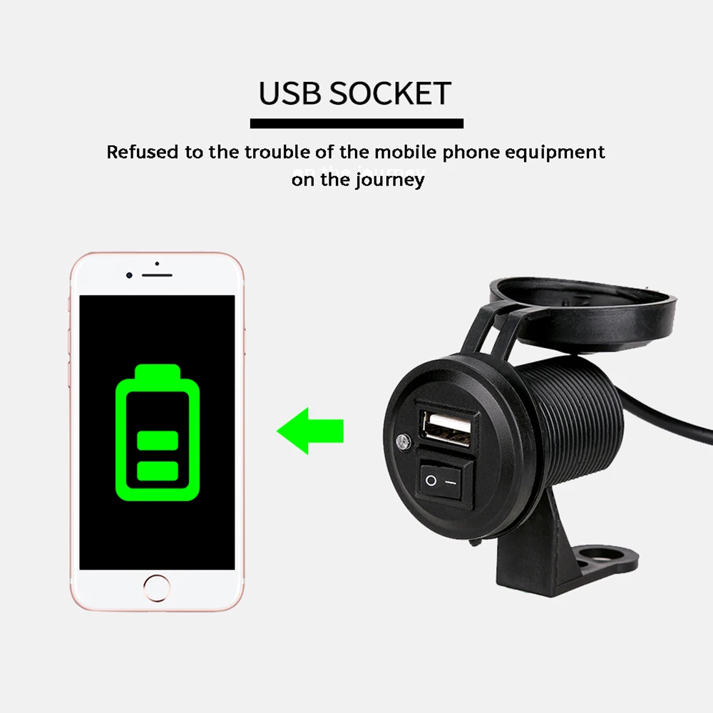 12В 24В USB водонепроницаемый мотоциклетный переключатель розетка мотоциклетное