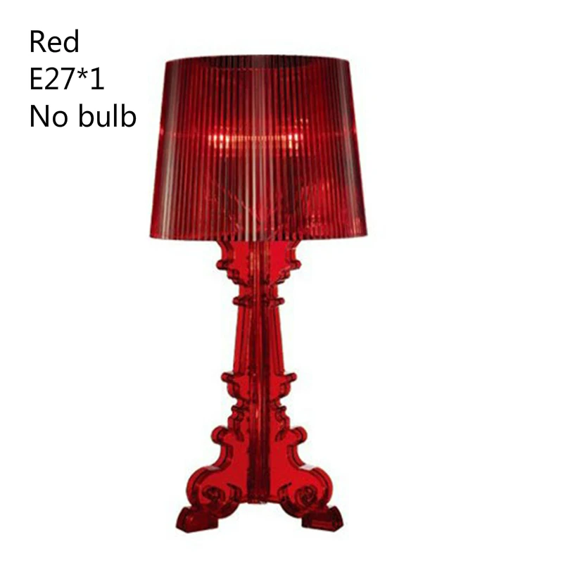 Red no bulb Прозрачная акриловая 2" Настольная лампа с высоким акцентом, прозрачная прикроватная лампа, светодиодный хрустальный светильник для спальни, тумбочка для гостиной, США, ЕС, штепсельная вилка E27 - Цвет абажура: Red no bulb