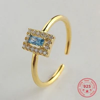 2019 new fashion 925 silver open rings blue crystal luxry zircon gold rings jewelry gifts for women