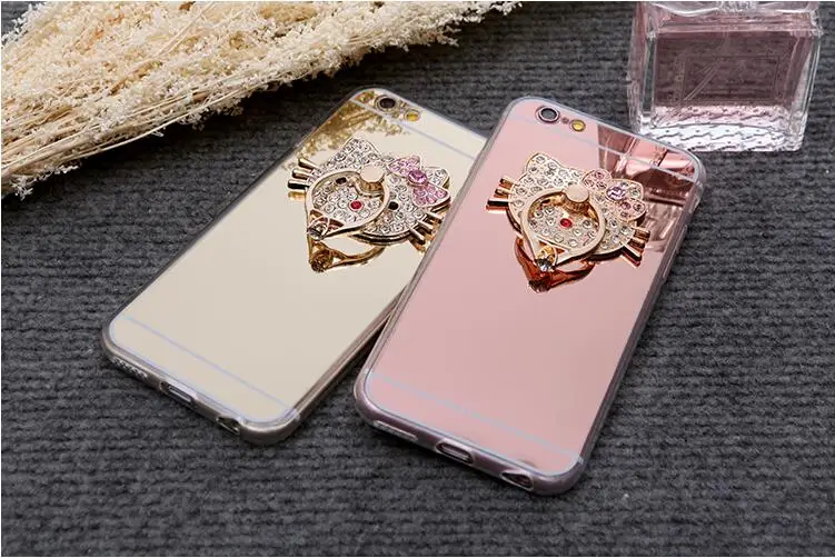 Для Xiaomi Redmi 5 6 7 6A Note 5A Pro силиконовый зеркальный мягкий чехол Bling Diamond Ring Stand Cover| |