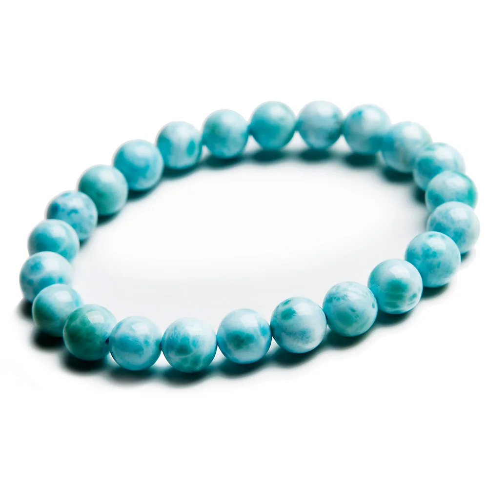 8 мм Мода натуральный браслет Larimar синий бисер от Доминики Gemstone исцеление стрейч