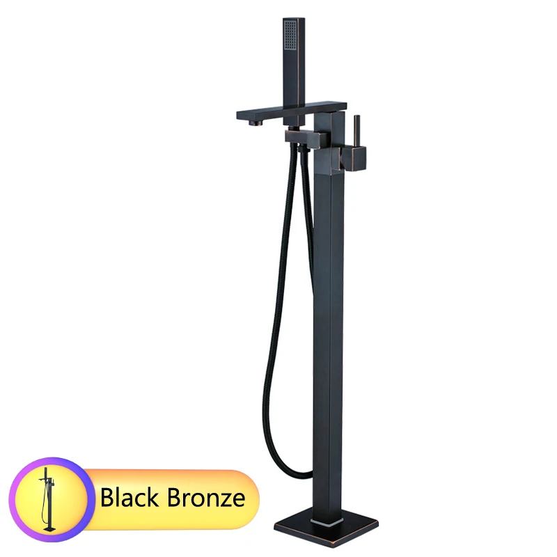 Black Bronze Faucet Бронзовый черный длинный смеситель для ванны с Изливом, напольный смеситель для ванной комнаты, смеситель для ванны с ручным душа, однополюсный коготь для ног, набор для душа - Цвет: Black Bronze Faucet