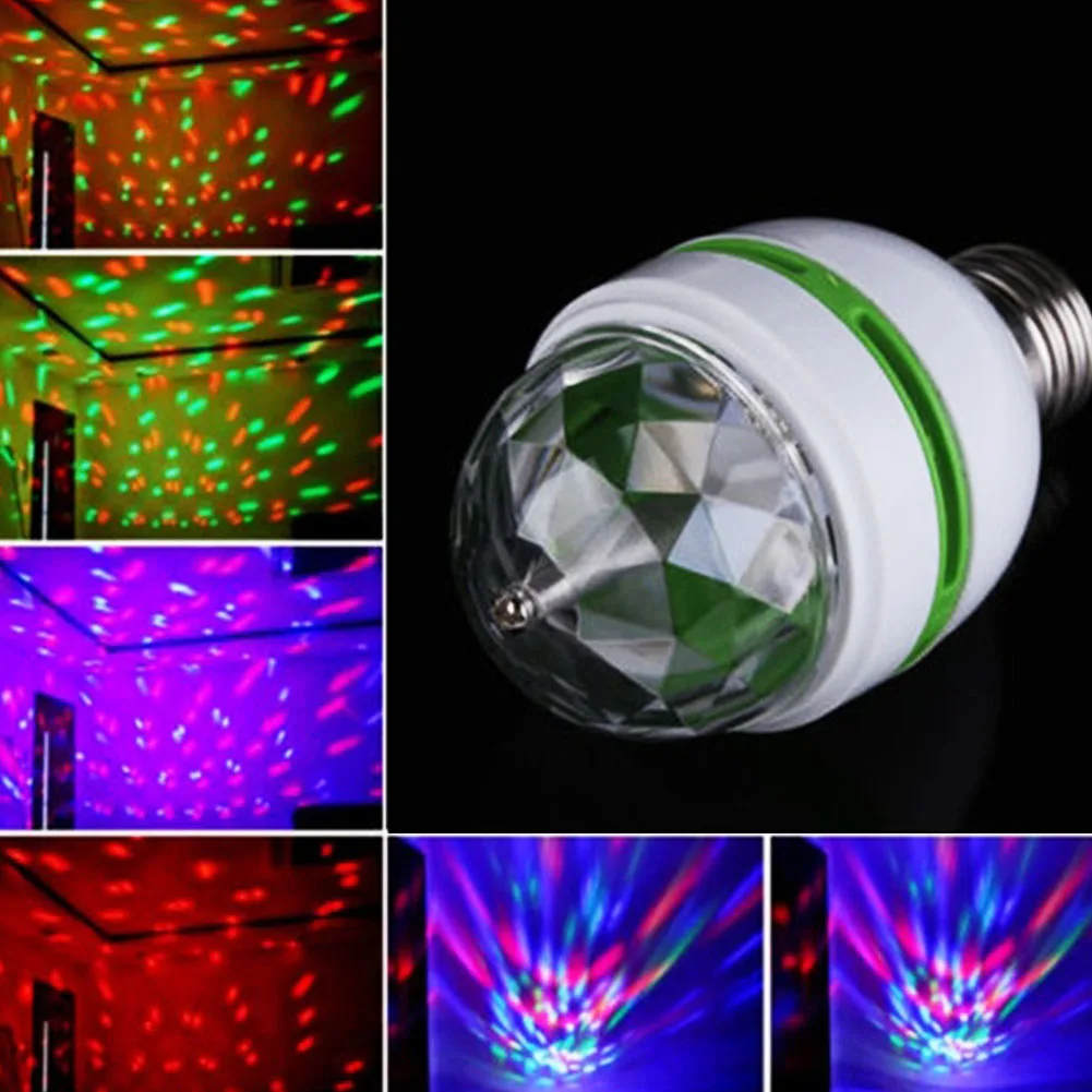 E27 3 Вт Авто вращающийся RGB светодиодный светильник сценический Красочные
