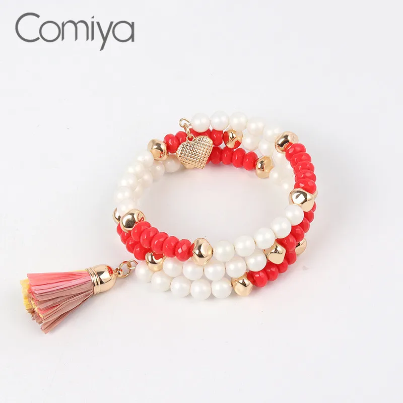 Comiya модные браслеты для женщин акриловые бусины украшение кисточка линия