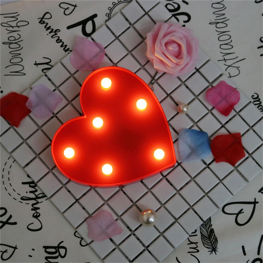 Романтические ночные светильники с сердечками 3D светодиодный ночник буквами
