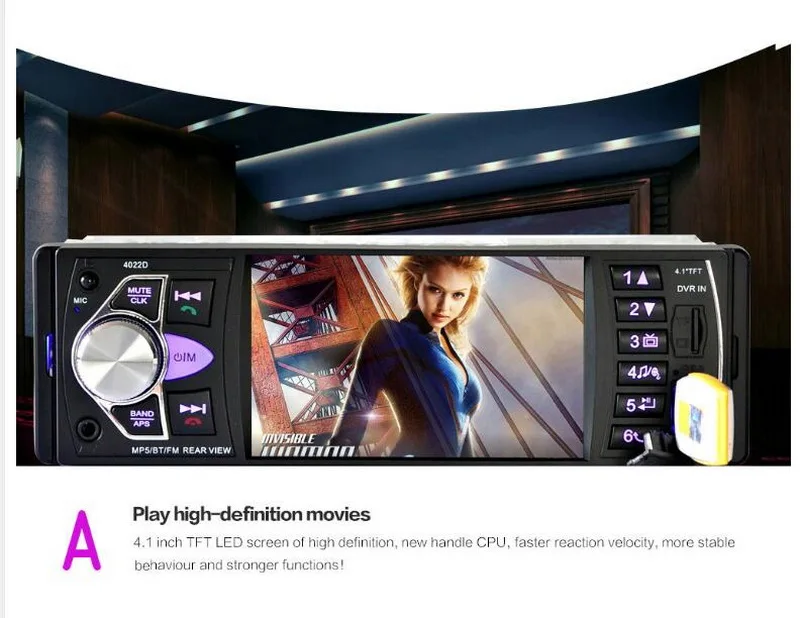 Автомобильный радиоприемник 4 1 дюйма с функцией Mirror Link и Bluetooth для телефона на