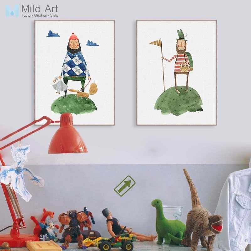 Акварельные кавайные горные альпинистские дорожные плакаты с принтами для