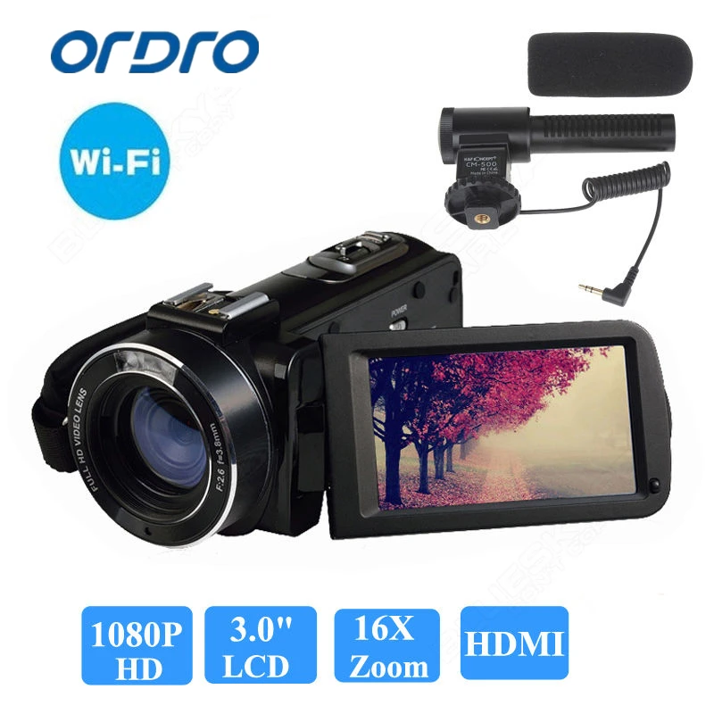 Ordro HDV-Z20 WIFI 1080P Full HD Цифровая видеокамера 24MP 16X Zoom Recoding 3 0 &quotЖК-экран дистанционное