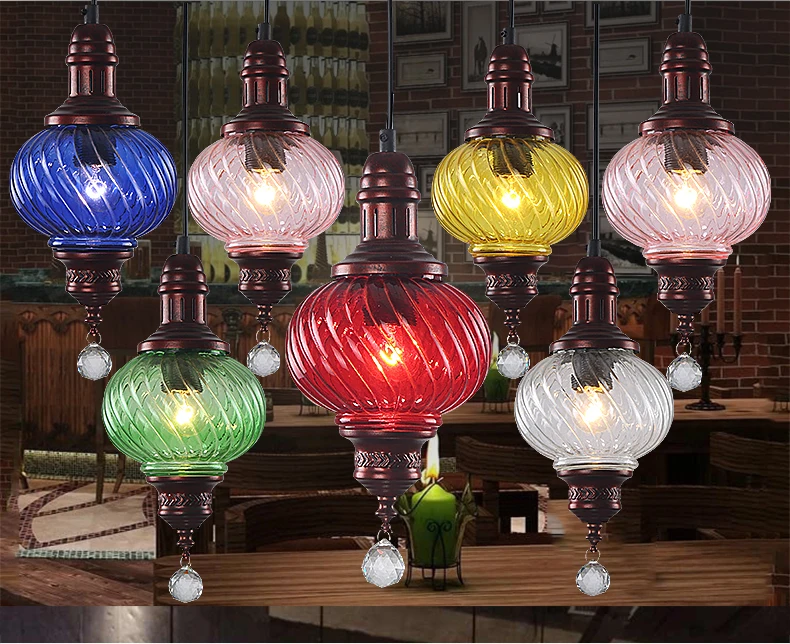 

Romantic Loft Retro Vintage Loft Bohemia Glass K9 Cystal Pendant Lights Lamp for Cafe Club Bedroom Shop Dining Room Restaurant