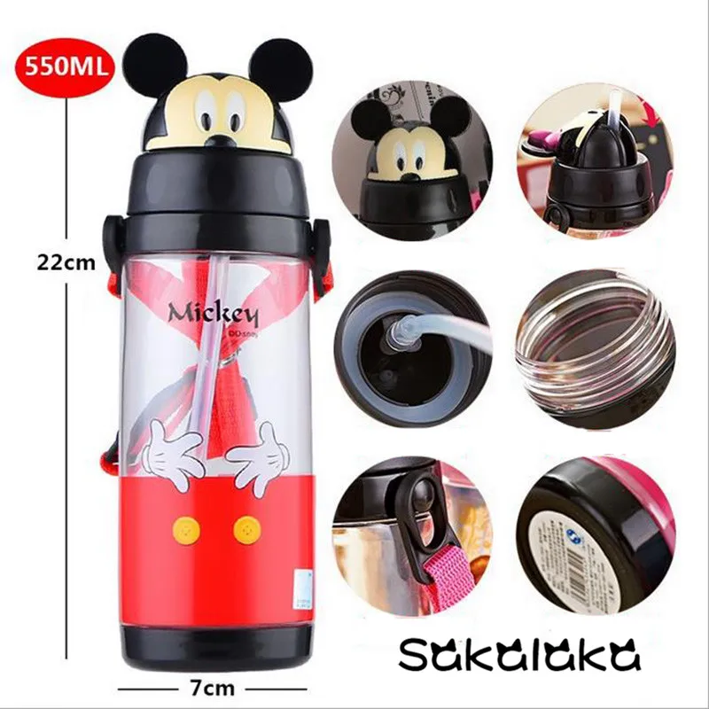 Дисней герметичные соломы Белоснежка Винни Пух Дети питьевой воды бутылки