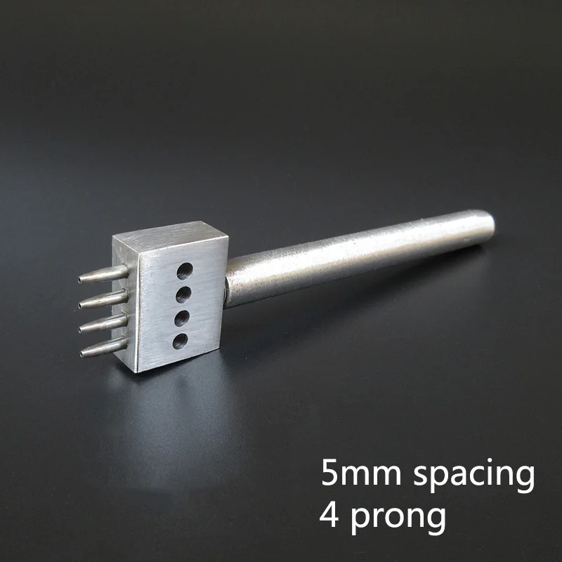 5mm 4 prong 1pcs Кожаный Craf 1,0 мм круглое отверстие пунша ряд зубец шить резак, инструменты для макияжа, сшитые вручную отверстие 2/4/6 отверстий 4/5/6 мм расстояние - Цвет: 5mm 4 prong 1pcs