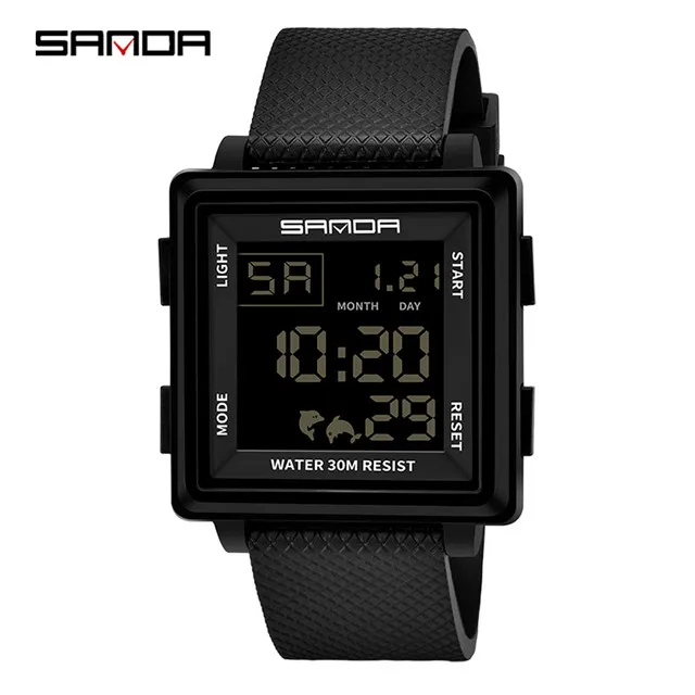 all Black SANDA мужские спортивные часы Дайвинг светодиодный цифровые часы мужские модные электронные военные часы relogio masculino - Цвет: all Black