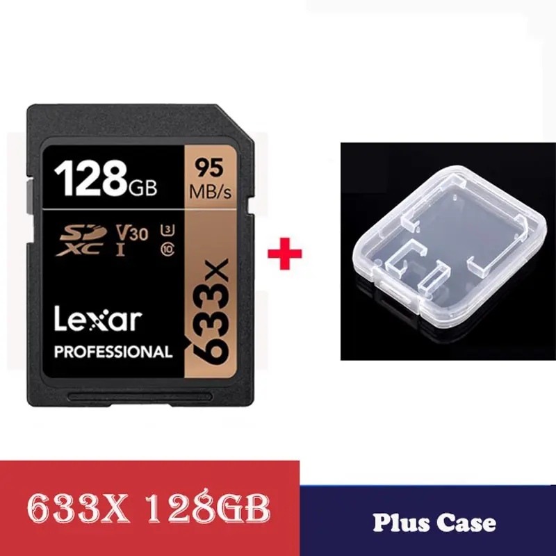 633X-128G-Case Lexar sd-карта 128 GB 633x SDXC карт sd карты s 128 GB 95 МБ/с. профессиональные карты памяти Class 10 для цифровой зеркальной/HD Камера - Емкость: 633X-128G-Case