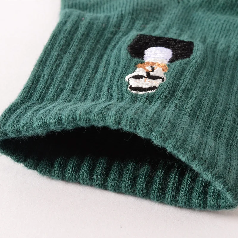 12pairs Black and white cartoon Harajuku Fun embroidery pattern women socks