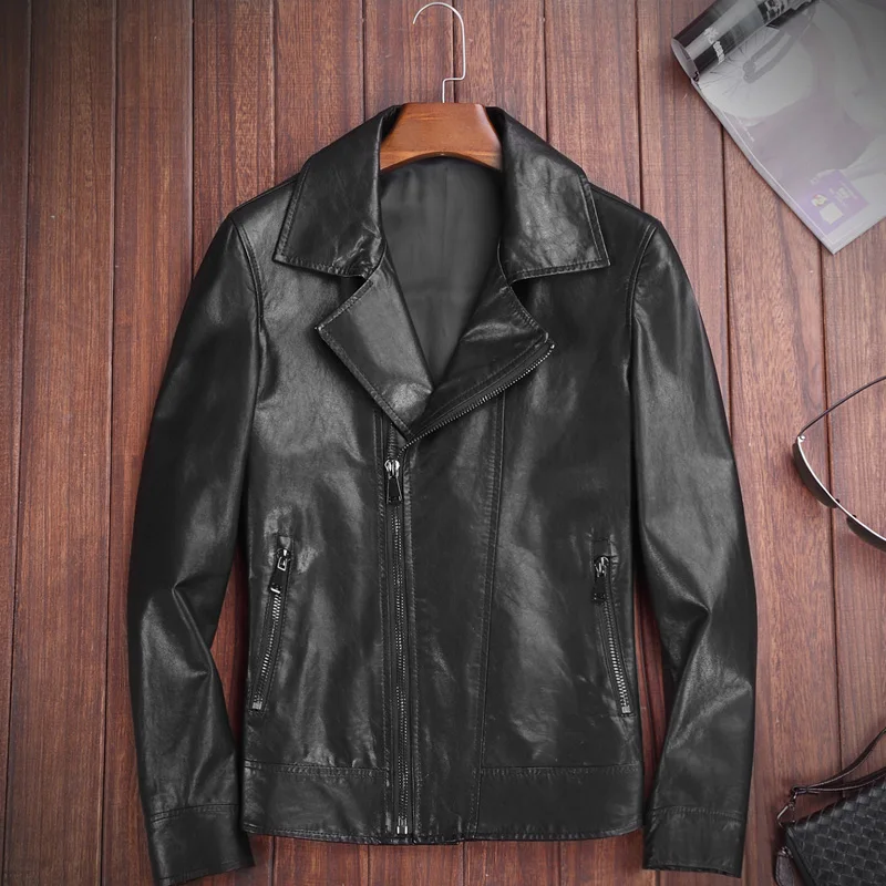 VHO новые модные мотоциклетные кожаная куртка для мужчин короткие тонкие из
