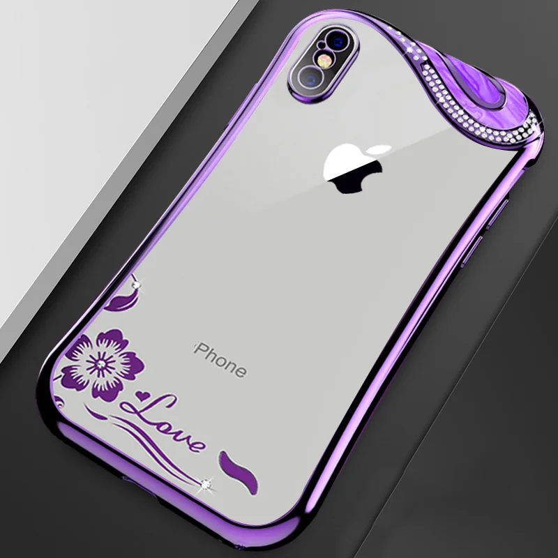 Kerzzil Luxury Slim Shockproof Diamond Case For iPhone X XR XS MAX Plating Clear Soft Silicone Cover 7 8 6 6s Plus |