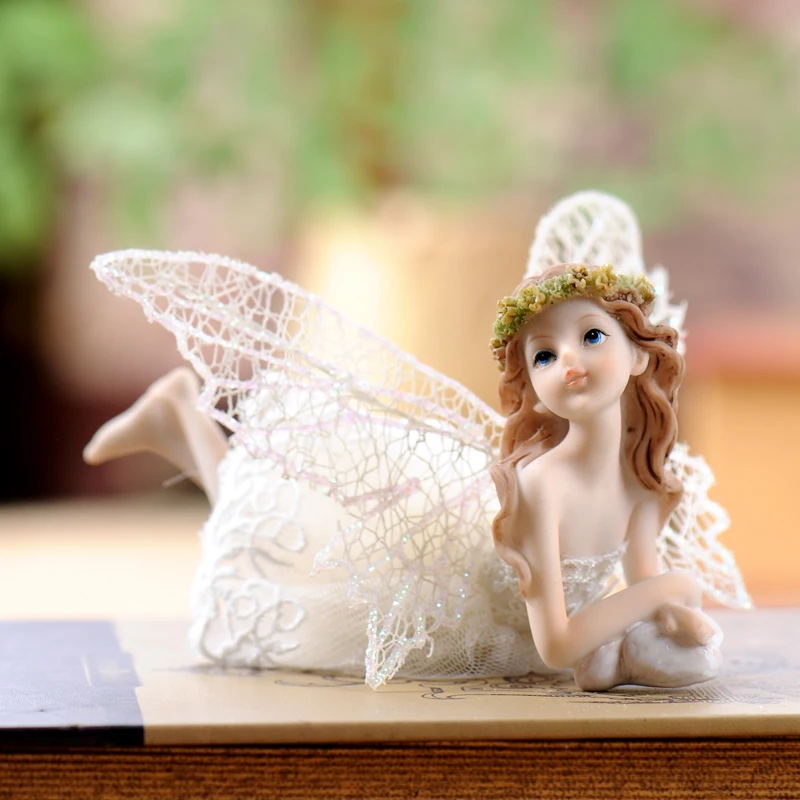 

Angel Figurines Beautiful Girl Flower fairy sculpture Garden wedding Gift Resin statues home decoration Gifts for mother