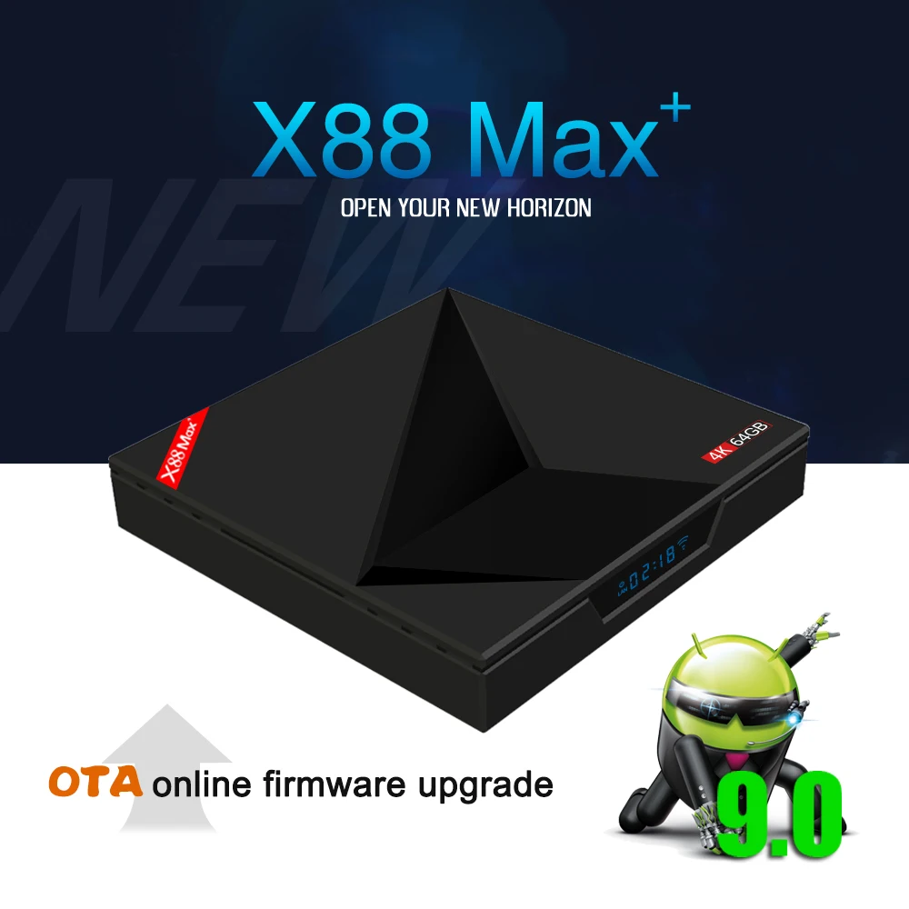 ТВ-приставка X88 MAX +, 4 + 64 ГБ, Bluetooth, Android 9,0, умный сетевой медиаплеер K18.0