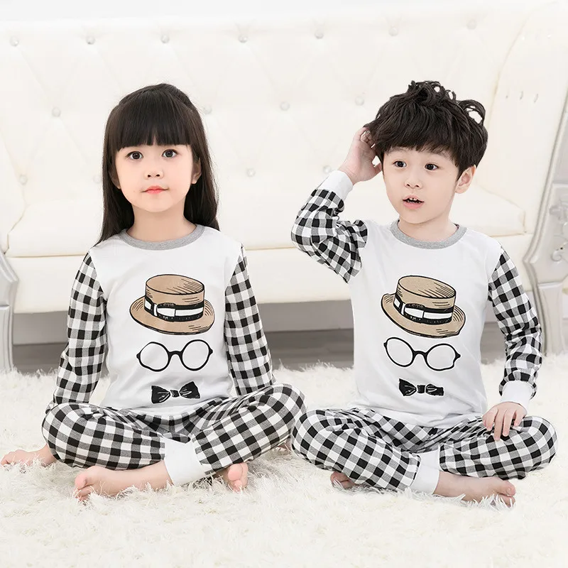 Детские хлопковые пижамы детские пижамные комплекты с длинными рукавами + штаны