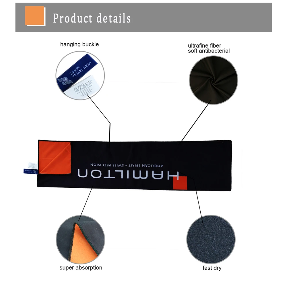 Zipмягкие черные спортивные полотенца быстрая сушка микрофибры ткань для