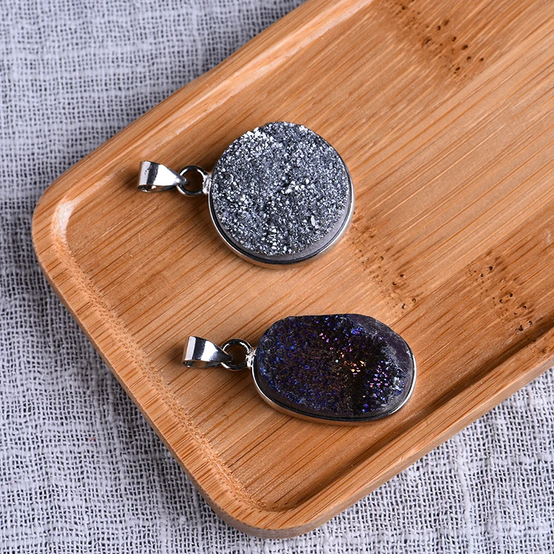 Стильные цветные радужные амулеты подвеска КАПЛЕВИДНАЯ титаия Druzy амулет для сережек ожерелье ювелирные изделия