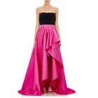 Женская винтажная длинная юбка из тафты цвета фуксии, элегантные вечерние длинные юбки с оборками на молнии, весенний стиль