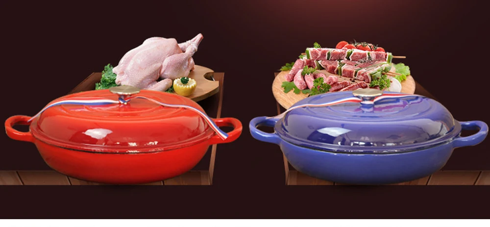 Эмалированные чугунные горшки, Голландская печь, суповая кастрюля, испанские морепродукты, кастрюля, тушеная кастрюля, кухонная посуда, кухонная плита, кастрюля, кухонная кастрюля