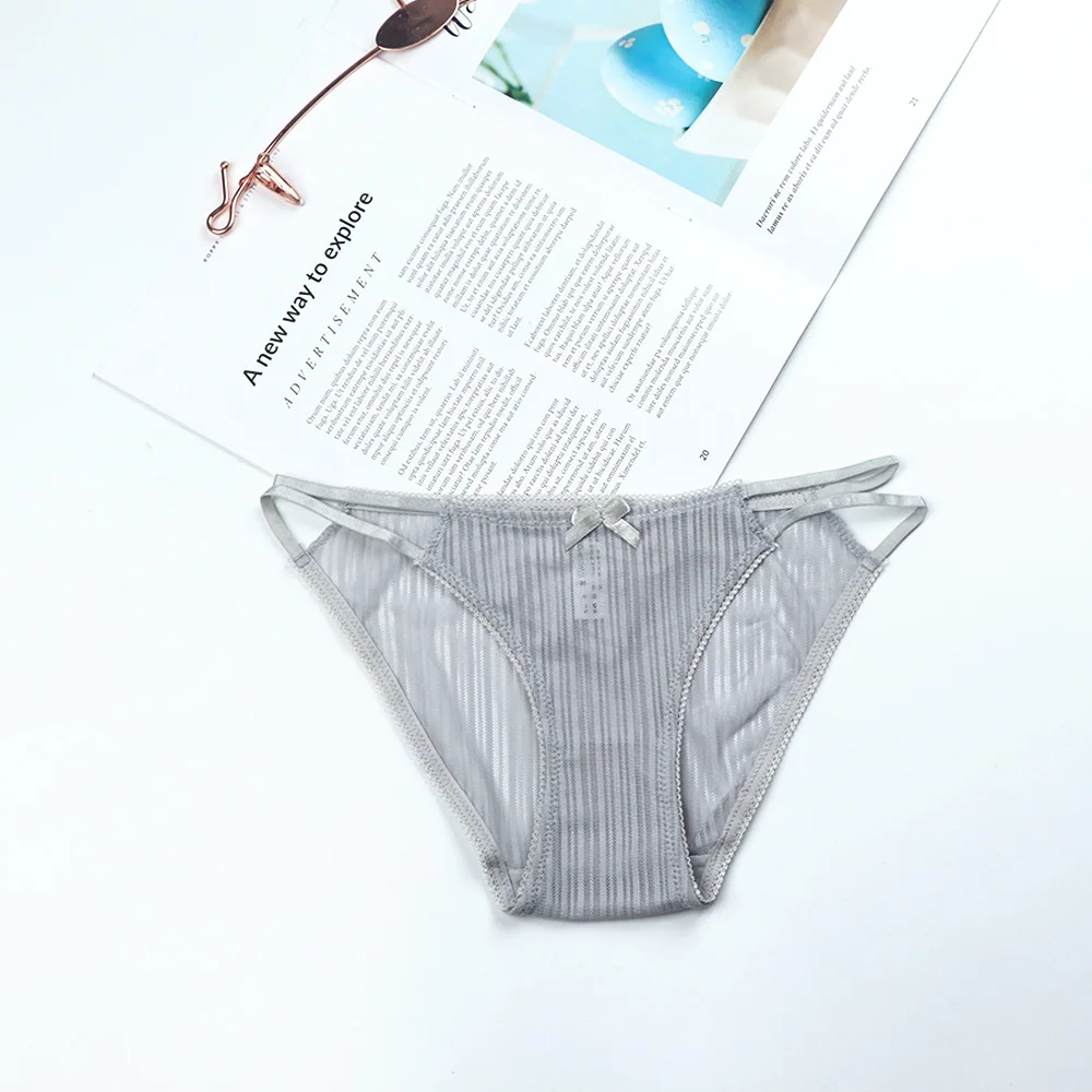 Женские прозрачные трусики в полоску Очаровательные с низкой посадкой тонкое