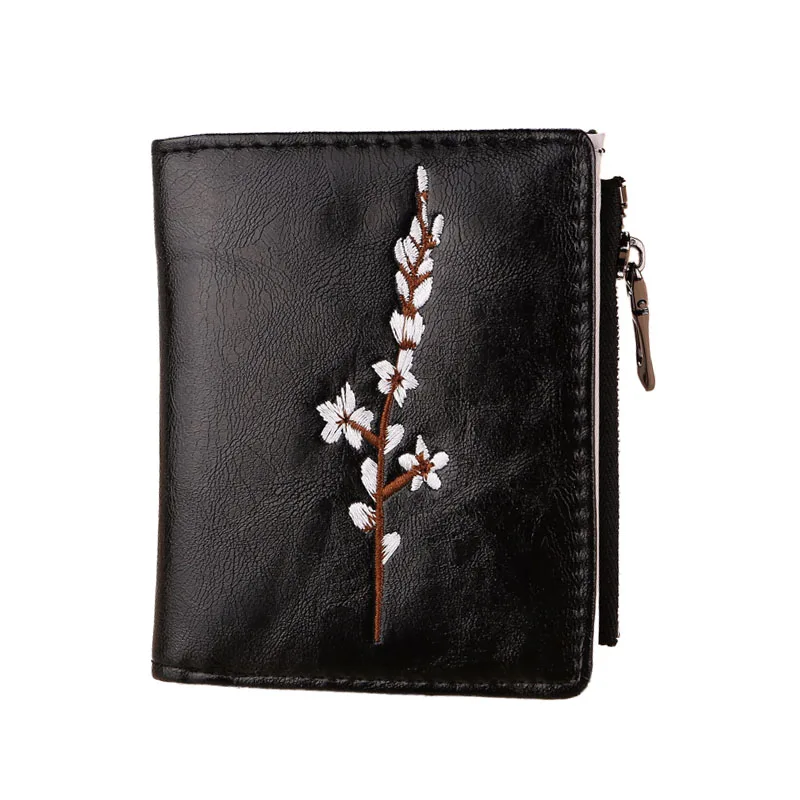 

20PCS / LOT Fashion Casual Women Wallet Money Bag Plum Blossom Pattern Leather Card Wallet Purse Girls Small Purse