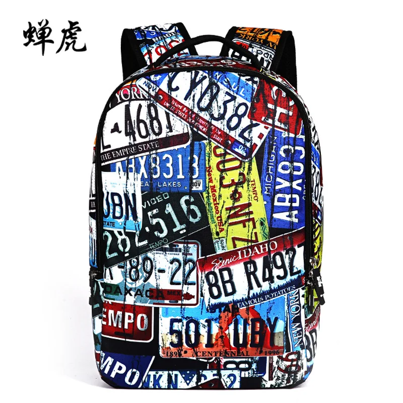Runningtiger New Hot sale License Plate embossing boys students bag school backpacks men travel backpack package free shipping | Багаж и