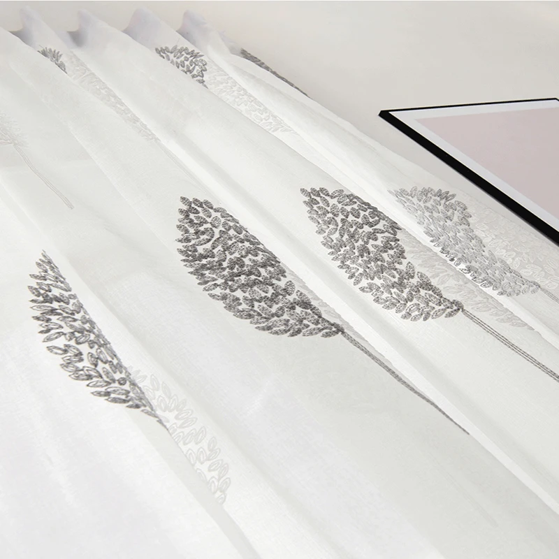 Dreampatar Convenient Punch-free Velcro Garden Leaf Jacquard Tulle Decorative Curtain Living Room Partition ML228A | Дом и сад
