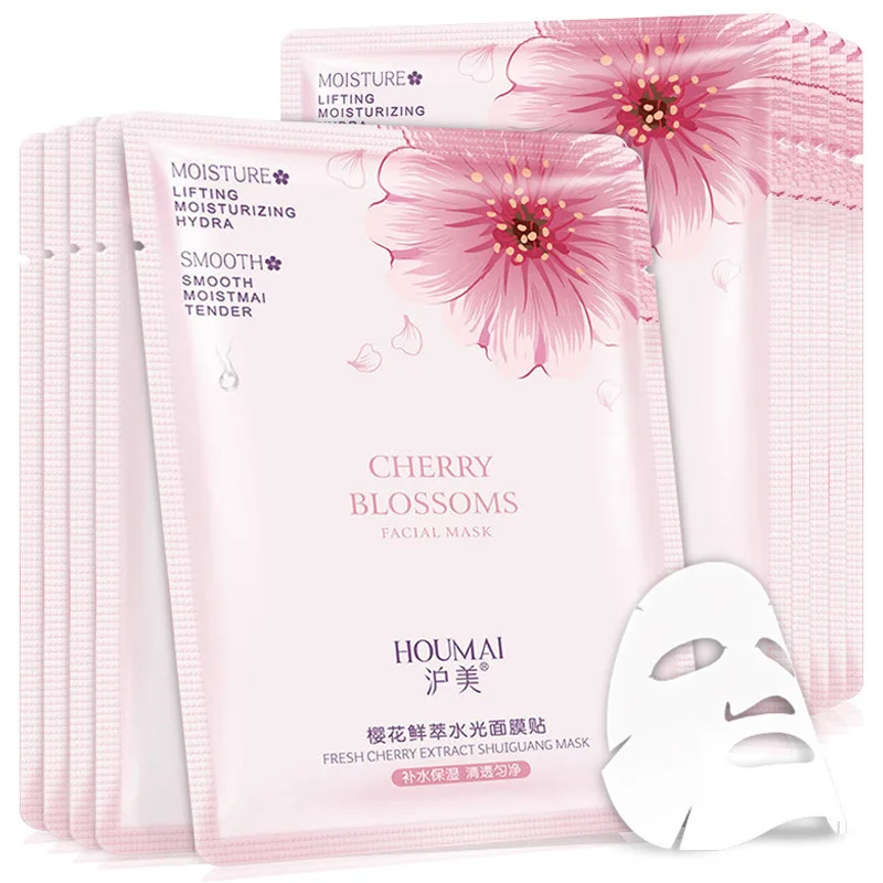 Cherry Тканевая маска для ухода за лицом, кислородная маска для удаления черных точек, отбеливающая маска для растений, увлажняющая маска для контроля жирности, осветляющая черная маска - Цвет: Cherry