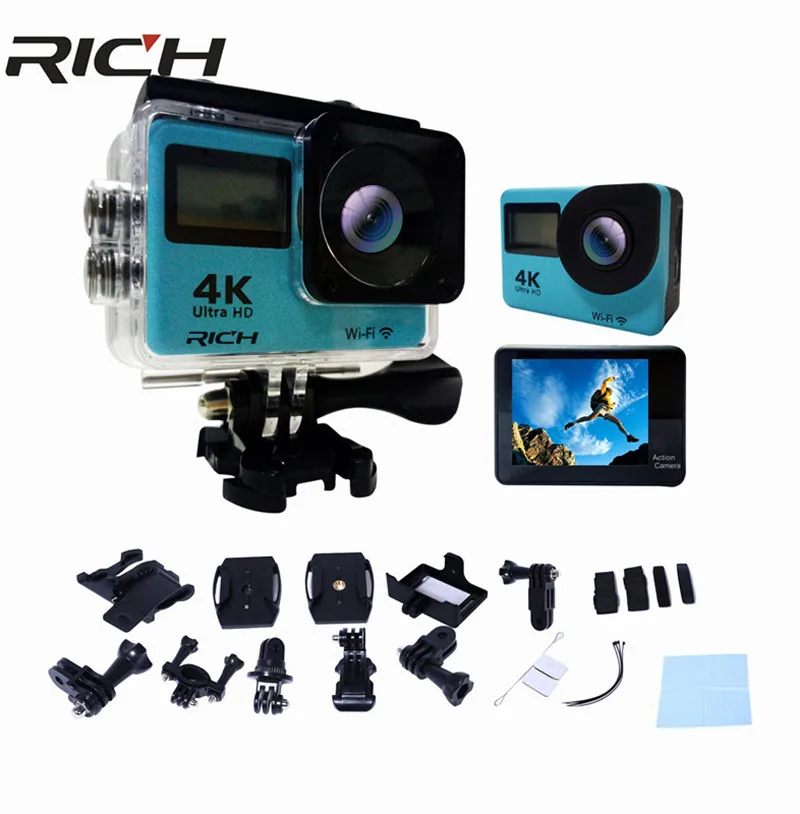 Спортивная камера RICH H1 F65R Allwinner V3 2 0 дюйма с двойным сенсорным экраном Экшн Wi Fi 170D
