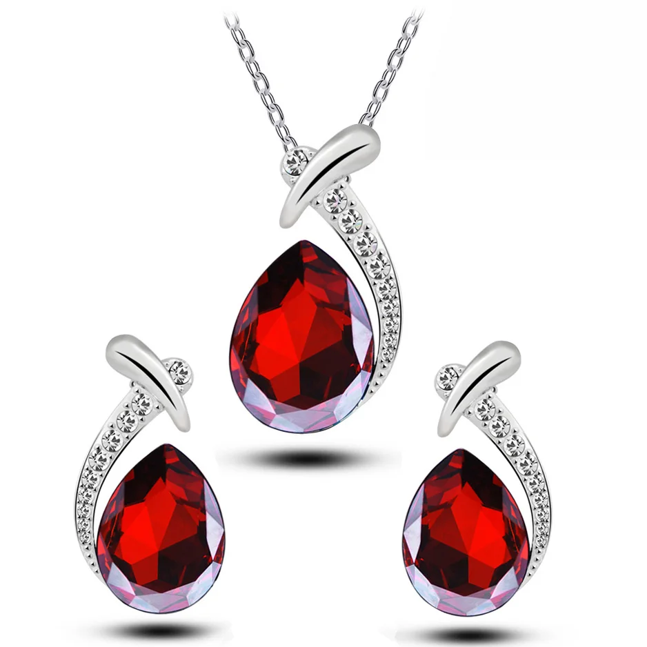 Ожерелье и серьги подвески с австрийскими кристаллами|necklace earrings jewelry set|brand setsfashion