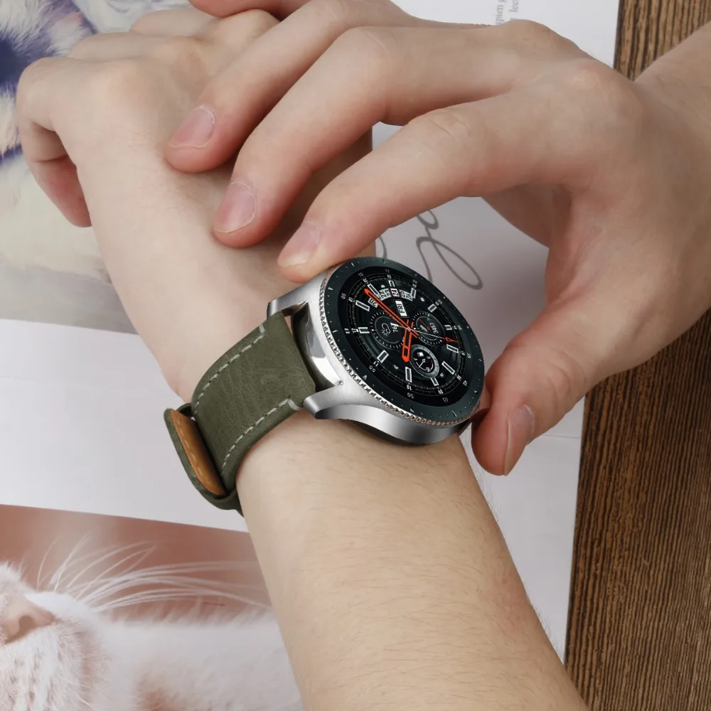 22 мм кожаный ремешок для часов samsung Galaxy Watch 46 мм SM-R800 ремешок быстросъемный ремешок для samsung Galaxy Watch 46 мм полосы