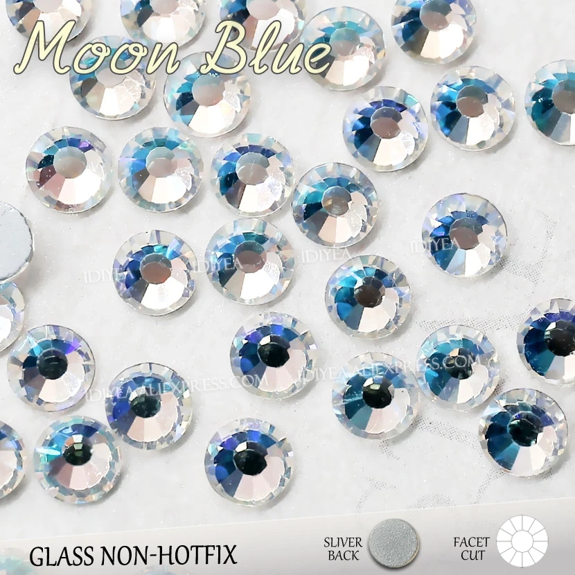 Moon Blue Новые цвета! ss3-ss30, все размеры, Янтарное вино, 3D Стразы для нейл-арта, для самостоятельного дизайна, Кристаллы без горячей фиксации, блестки, стразы - Цвет: Moon Blue
