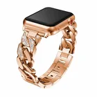 Ремешок из нержавеющей стали для Apple Watch Band Series 1 2 3 4, цветной браслет цвета розового золота для женщин, металлический браслет для наручных часов, 40 44 38 42 мм