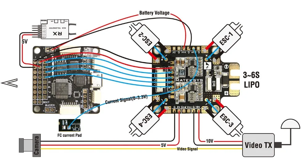 Матек Mateksys FCHUB-6S концентратор Мощность распределительный щит PDB 5V 12V BEC встроенный 184A ток Сенсор для дистанционно управляемого мультикоптера
