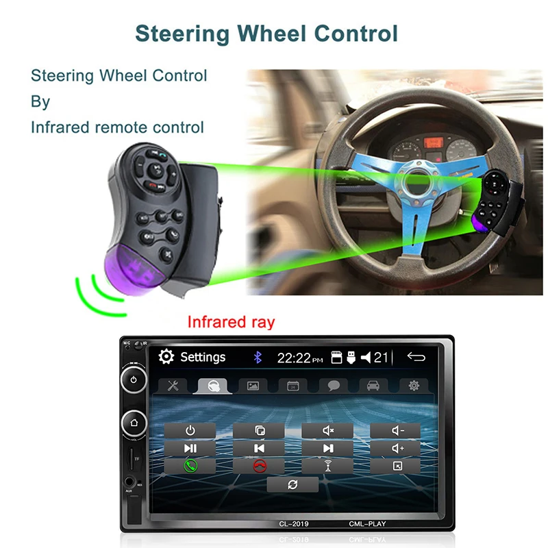 Автомагнитола 2 Din мультимедийный проигрыватель с 7 &quotсенсорным HD экраном Bluetooth MP5