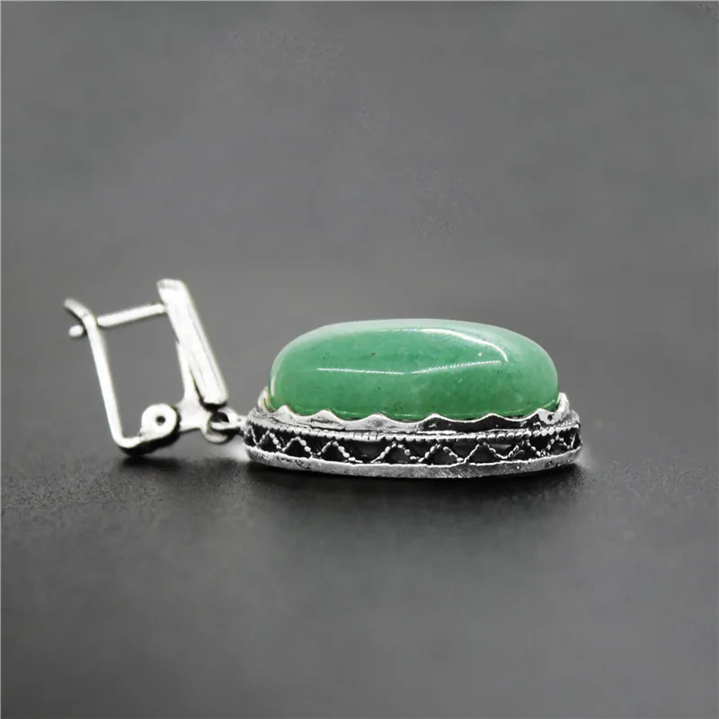 Большой овальный Натуральный камень серьги для Для женщин полые цветок Подвеска