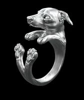 1pcs newest wholesale retro italy greyhound ring free size hippie animal greyhound dog ring jewelry for pet lovers