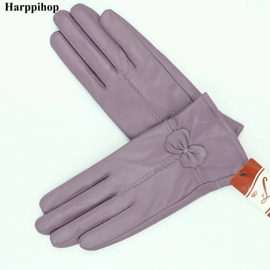 Женские перчатки из натуральной кожи, красные перчатки из овчины, осенние и зимние модные женские ветрозащитные перчатки - Цвет: xiangyuzi