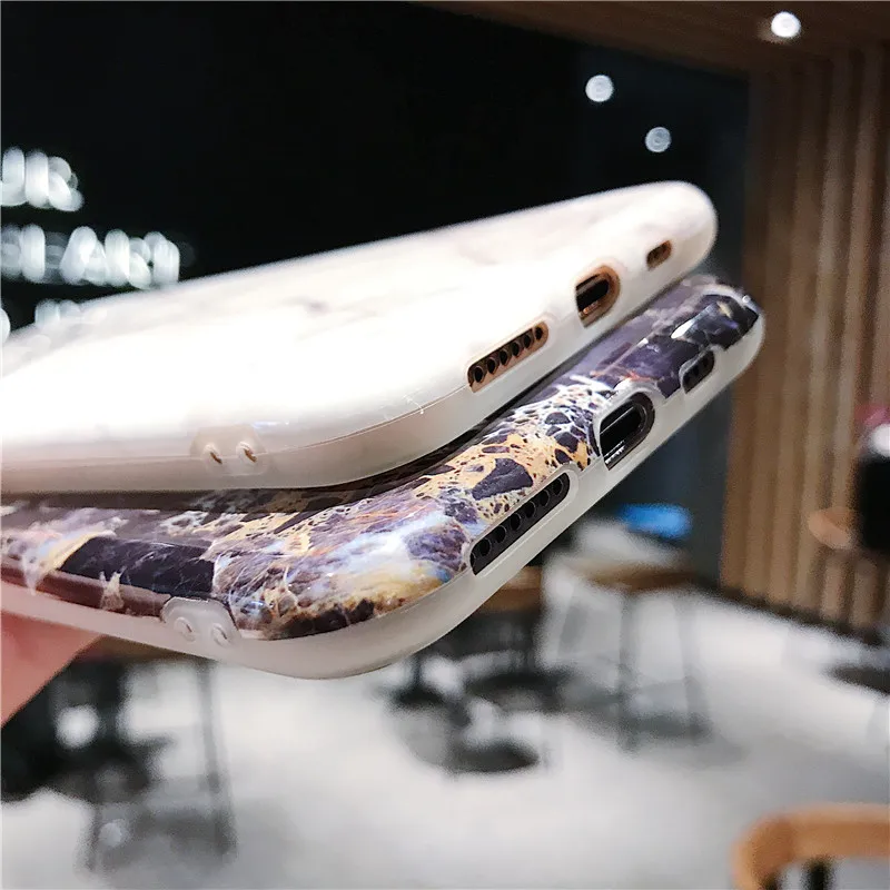 Мраморный чехол для телефона iPhone 7 из мягкого ТПУ задняя крышка 6 6s 8 Plus X iphone XR XS Max