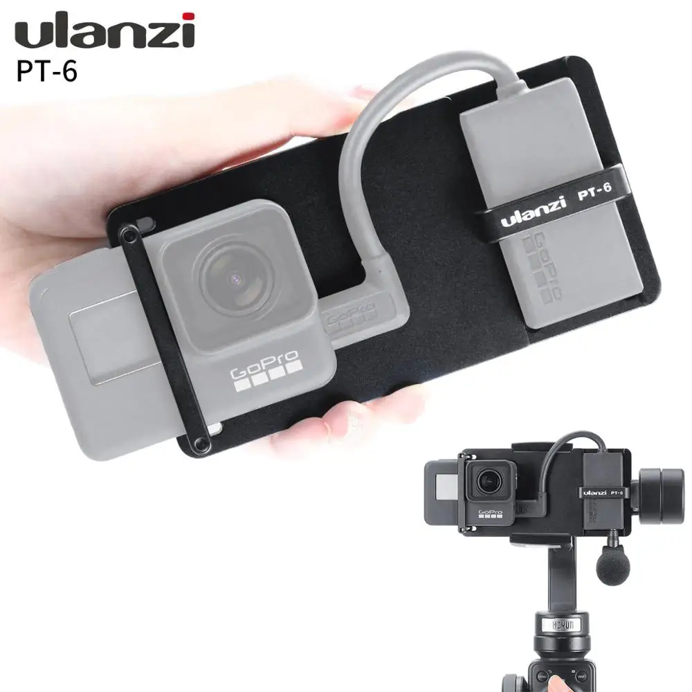 Аксессуары для Go pro ULANZI PT-6 переключатель Монтажная пластина для GoPro Hero 7 6 5 фиксированный кронштейн аудио адаптер для DJI Zhiyun Moza Gimbal