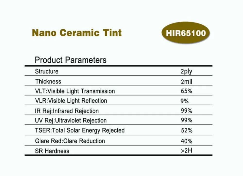 1 52*30 м 65% VLT нано-керамическая Тонировочная пленка на солнечной батарее