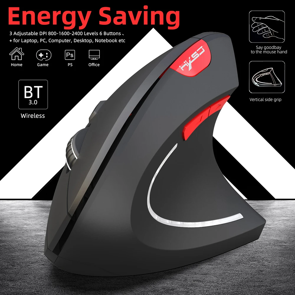 VicTsing XR452 Bluetooth Vertical Mouse Ergonomic Optical 800 1600 2400 DPI 6 Buttons Mice For PC Gamer Computer Notebook Laptop |