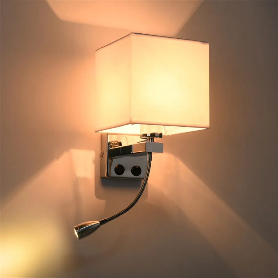 

Thrisdar Fabric Wall Lamp With LED Spot light Bedroom Bedside Cloth Wall Light Hotel Balcony Aisle Wall Lamps
