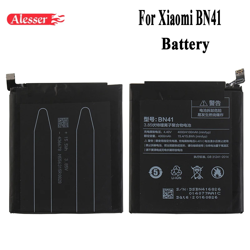 Alesser для Xiaomi BN41 Примечание 4X Pro 4G + 64G Батарея 4000 мА/ч Redmi Note 4 MTK Helio X20 аксессуар