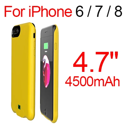 yellow Для Apple Iphone 6 6s 7 8 зарядное устройство чехол 4500 мАч внешний аккумулятор банк питания чехол аккумулятор Зарядка крышка - Цвет: yellow