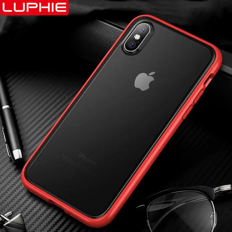 Роскошный деловой чехол LUPHIE для IPhone X XS Max XR 8 7 6 6S противоударный чехол для iPhone 7 8 6S Plus Матовые чехлы бампер из ТПУ - Цвет: Red